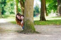 Happy young mother and adorable toddler girl walking through sum Royalty Free Stock Photo