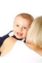 Happy mother holding adorable child baby boy Royalty Free Stock Photo