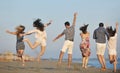 Happy young people group have fun on beach Royalty Free Stock Photo