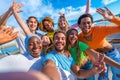 Happy young people taking a selfie in the city Royalty Free Stock Photo