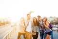 Happy young people taking selfies Royalty Free Stock Photo