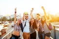Happy young people taking selfies Royalty Free Stock Photo