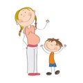 Happy young pregnant woman with her little son Royalty Free Stock Photo