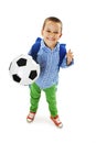 Happy young school boy holding a football Royalty Free Stock Photo