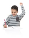 Happy Young School Boy Studying Royalty Free Stock Photo