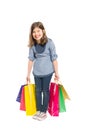 Happy and young shopping girl laughing Royalty Free Stock Photo