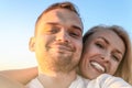 Happy young smiling couple. Closeup portrait Royalty Free Stock Photo