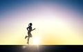 Happy young sports woman running outdoors