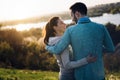 Happy young sporty couple sharing romantic moments Royalty Free Stock Photo