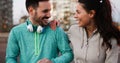 Happy young sporty couple sharing romantic moments Royalty Free Stock Photo