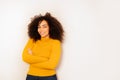 Happy young student age black girl with curly hair Royalty Free Stock Photo