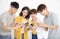 Young student people watching the smartphones