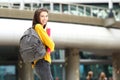 Happy young student walking on city campus Royalty Free Stock Photo