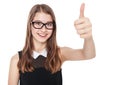 Happy young teenager girl showing thumbs up isolated Royalty Free Stock Photo