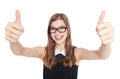 Happy young teenager girl showing thumbs up isolated Royalty Free Stock Photo