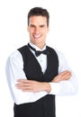 Happy Young Waiter Royalty Free Stock Photo