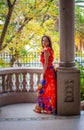 Young woman on the balcony of the old palace Royalty Free Stock Photo