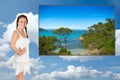 Happy young woman dreaming of her next vacation Royalty Free Stock Photo