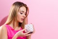 Happy young woman drinking coffee Royalty Free Stock Photo