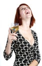 Happy young Woman With A Glass of Wine Royalty Free Stock Photo