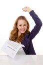 Happy young woman is happy about her employment contract Royalty Free Stock Photo