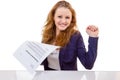 Happy young woman is happy about her employment contract Royalty Free Stock Photo