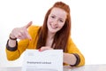 Happy young woman is happy about her employment contract Royalty Free Stock Photo