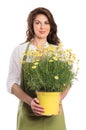 Happy Young Woman Holding Plant Royalty Free Stock Photo