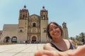 Happy young woman making selfie on oaxaca city mexico Royalty Free Stock Photo