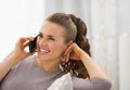 Happy young woman talking mobile phone Royalty Free Stock Photo