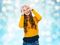 Happy young woman or teen girl having fun Royalty Free Stock Photo