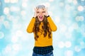 Happy young woman or teen girl having fun Royalty Free Stock Photo