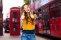 Happy young woman or teen girl showing thumbs up Royalty Free Stock Photo