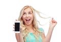 Happy young woman or teenage girl with smartphone Royalty Free Stock Photo