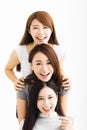 happy Young Women Faces Looking at Camera