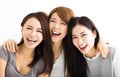 happy Young Women Faces Looking at Camera