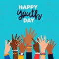 Happy Youth Day card of diverse teen hand group Royalty Free Stock Photo