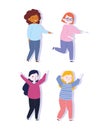 Happy youth day celebration cartoon character women icons