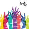 Youth Day card of diverse people group hands