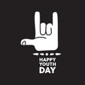 Happy Youth Day rock hand sign quote card