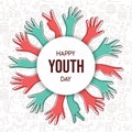 Happy Youth Day teen hand greeting card