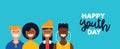 Happy Youth Day teen people group web banner