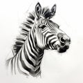 Happy Zebra Portrait Black And White Drawing In The Style Of Willem Haenraets Royalty Free Stock Photo