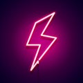 Vector Illustration Retro Neon Bolt Sign. Glowing Lightning Icon
