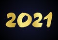 2021 gold grunge lettering and hand drawn numbers Royalty Free Stock Photo