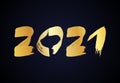 2021 gold grunge lettering and hand drawn numbers Royalty Free Stock Photo