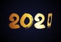 2021 gold grunge lettering and hand drawn numbers Royalty Free Stock Photo