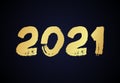 2021 gold grunge lettering and hand drawn numbers Royalty Free Stock Photo