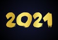 2021 gold grunge lettering and hand drawn numbers Royalty Free Stock Photo