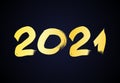 2021 gold grunge lettering and hand drawn numbers Royalty Free Stock Photo